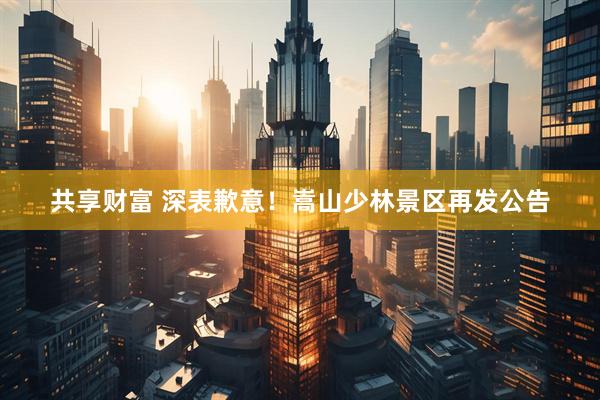 共享财富 深表歉意！嵩山少林景区再发公告