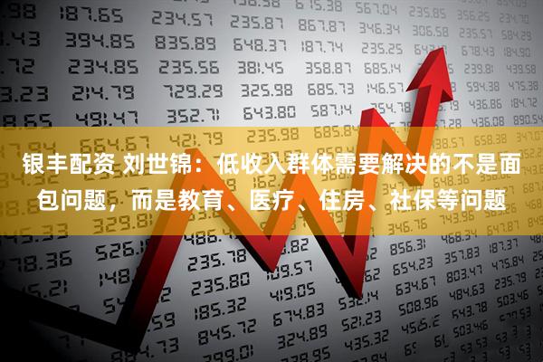 银丰配资 刘世锦：低收入群体需要解决的不是面包问题，而是教育、医疗、住房、社保等问题